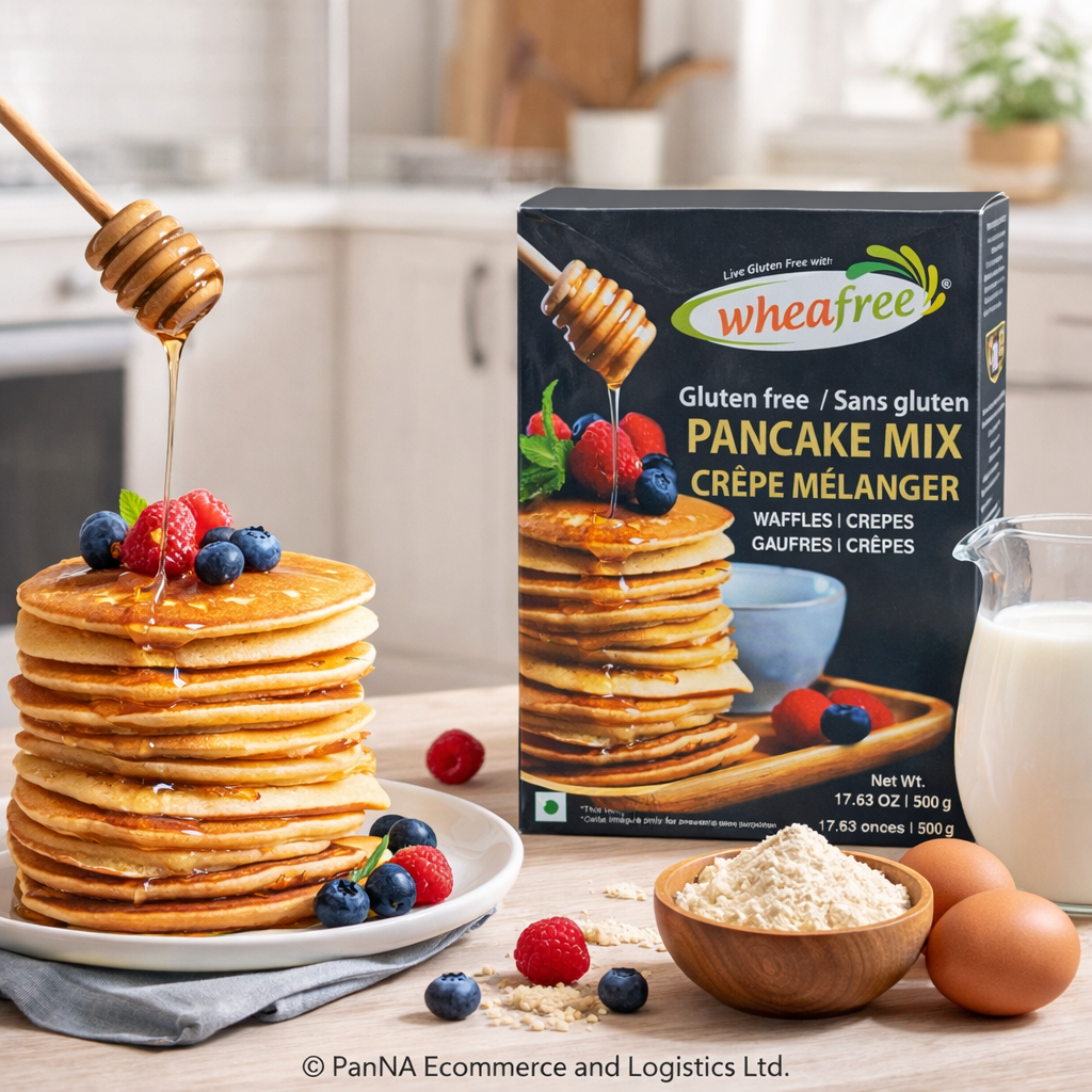 Wheafree Gluten Free Pancake Mix – Crepe & Waffle Mix | Healthy Breakfast Mix | Easy to Cook | Soft & Fluffy Pancakes | 500g Pack