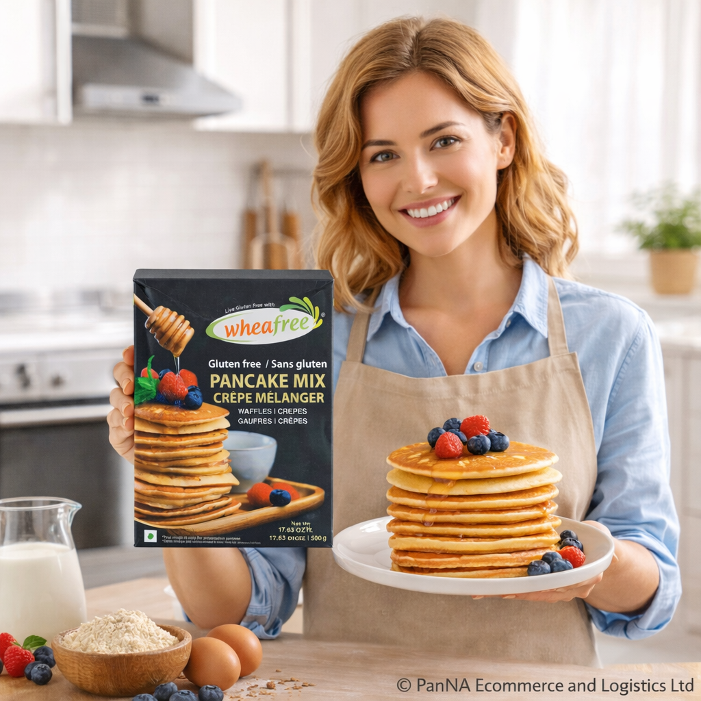 Wheafree Gluten Free Pancake Mix – Crepe & Waffle Mix | Healthy Breakfast Mix | Easy to Cook | Soft & Fluffy Pancakes | 500g Pack