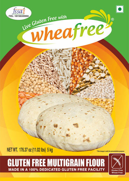 Wheafree Gluten Free Multigrain Flour 5kg – Atta for Roti & Chapati, Wheat-Free Flour Blend, High Fiber Healthy Flour, FSSAI Certified