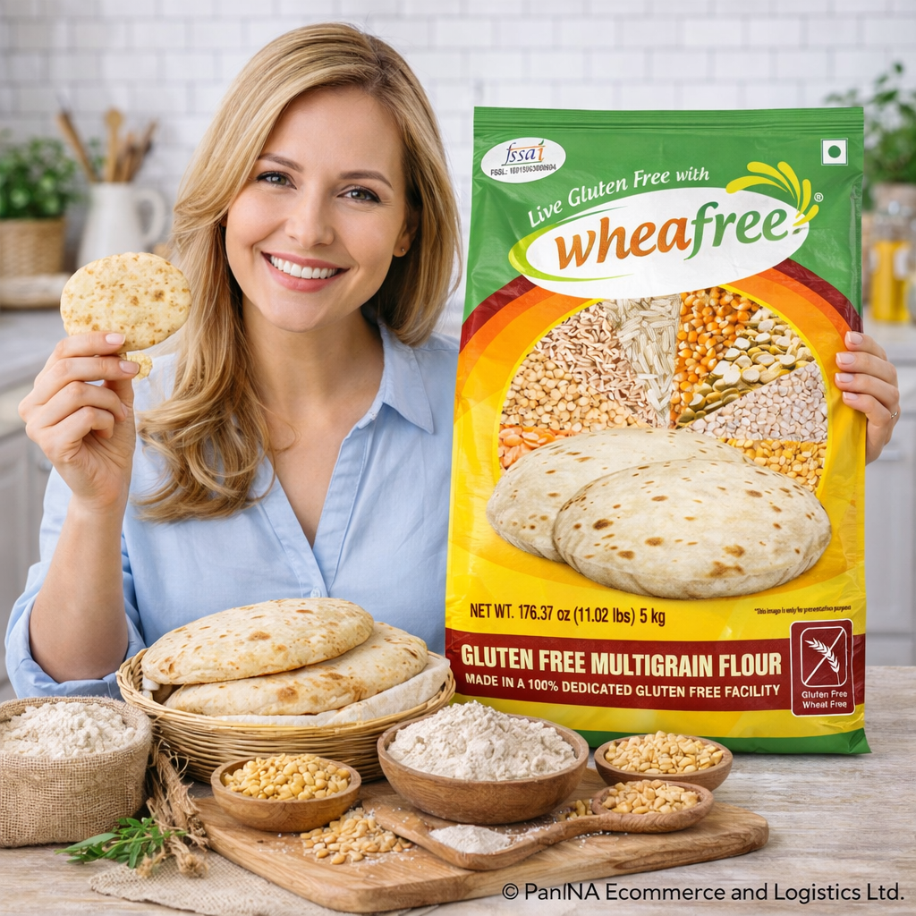 Wheafree Gluten Free Multigrain Flour 5kg – Atta for Roti & Chapati, Wheat-Free Flour Blend, High Fiber Healthy Flour, FSSAI Certified