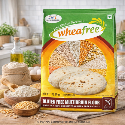 Wheafree Gluten Free Multigrain Flour 5kg – Atta for Roti & Chapati, Wheat-Free Flour Blend, High Fiber Healthy Flour, FSSAI Certified