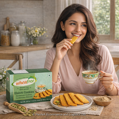 Wheafree Elaichi Cookies 200g – Gluten Free Cardamom Biscuits, Aromatic Indian Tea-Time Cookies, Wheat-Free Vegetarian Snack