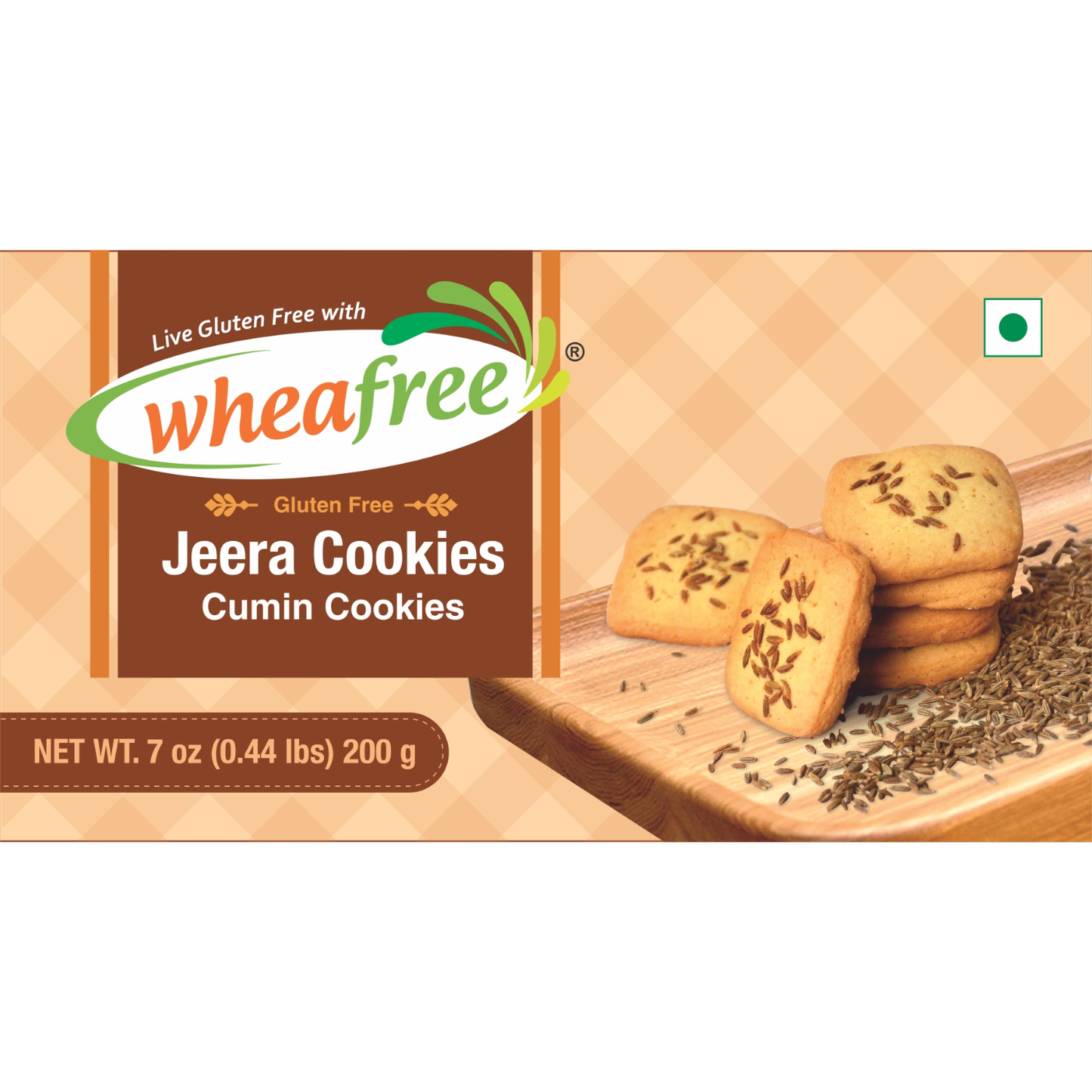 Wheafree Jeera Cookies 200g – Gluten Free Cumin Biscuits, Savory Digestive Snack, Wheat-Free Tea-Time Cookies, Vegetarian