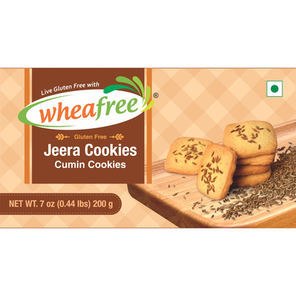 Wheafree Jeera Cookies 200g – Gluten Free Cumin Biscuits, Savory Digestive Snack, Wheat-Free Tea-Time Cookies, Vegetarian