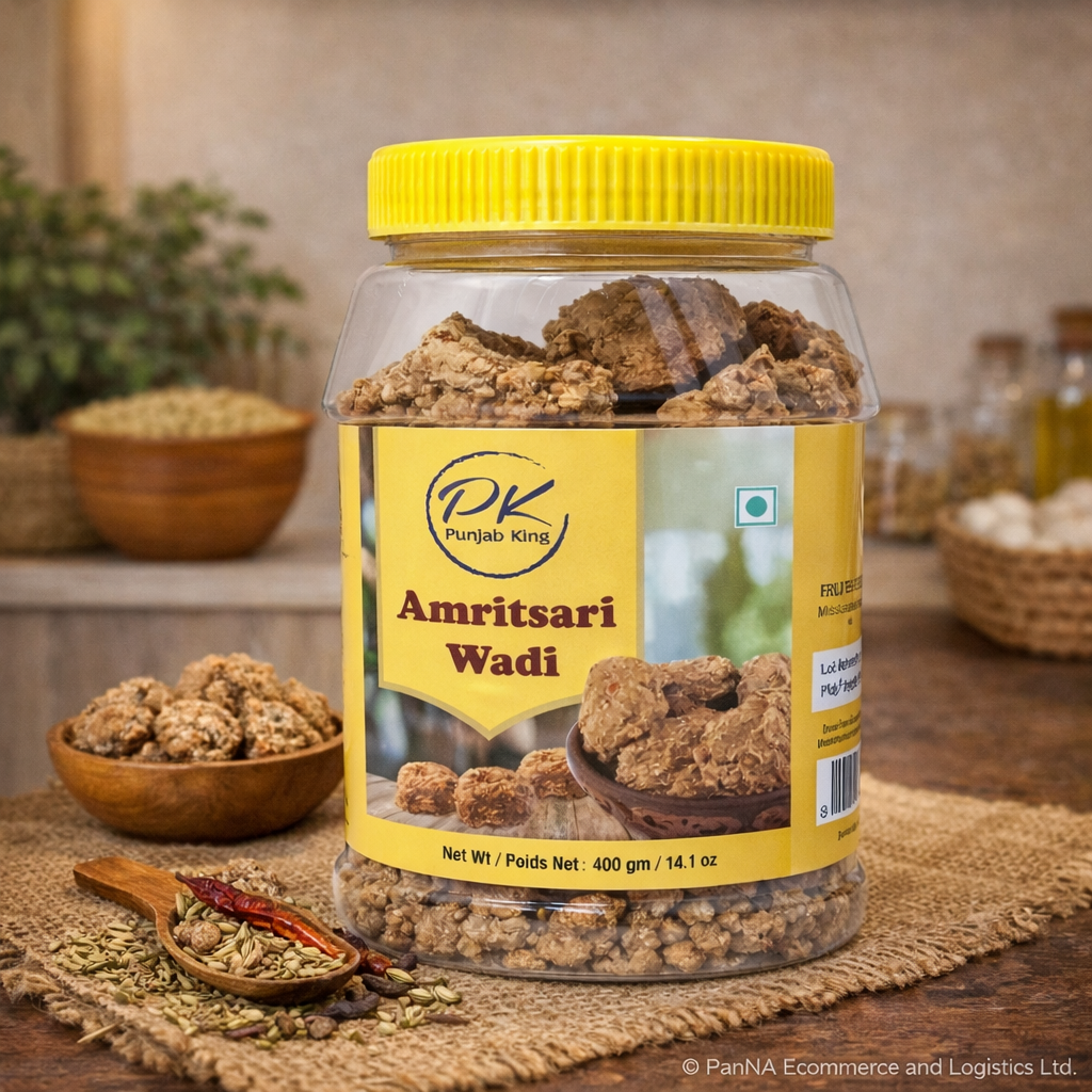 Punjab King Amritsari Wadi 400g Jar – Traditional Punjabi Sun-Dried Lentil Nuggets, Authentic Indian Cooking Ingredient