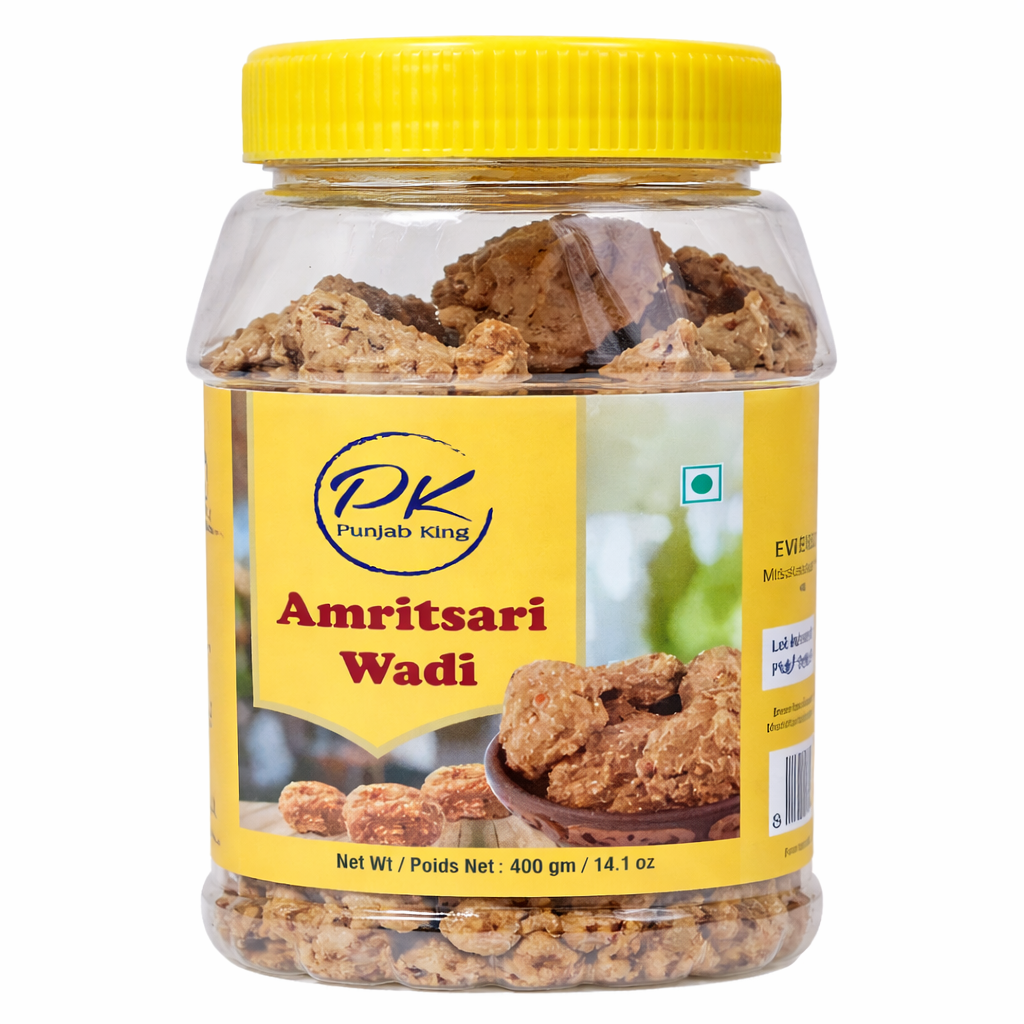 Punjab King Amritsari Wadi 400g Jar – Traditional Punjabi Sun-Dried Lentil Nuggets, Authentic Indian Cooking Ingredient