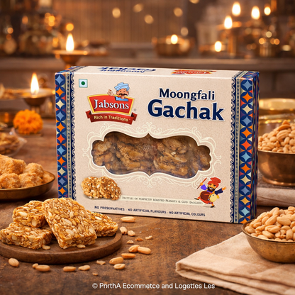 Jabsons Moongfali Gachak – Peanut Chikki with Jaggery (Gud) | Traditional Indian Sweet | Crunchy Gajak Brittle | Winter Special Healthy Snack | No Preservatives