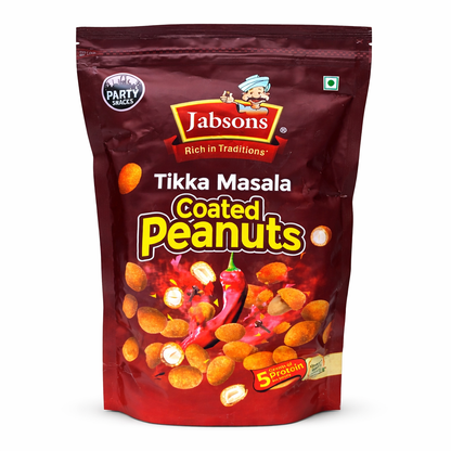 Jabsons Tikka Masala Coated Peanuts 400g – Crunchy Spicy Peanuts Snack | High Protein Namkeen | Party Snack | Tea-Time Munchies