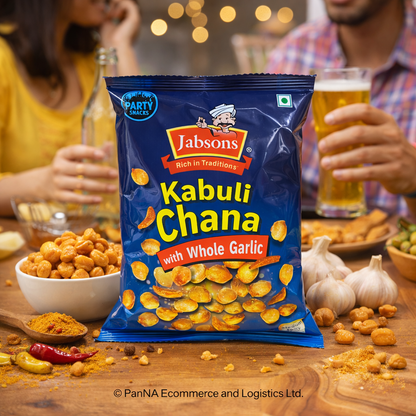 Jabsons Kabuli Chana with Whole Garlic | Roasted Chickpeas Snack | High Protein Healthy Namkeen | Crunchy Garlic Flavoured Diet Snack | Tea Time & Weight Loss Snack | Ready to Eat (Party Snacks)