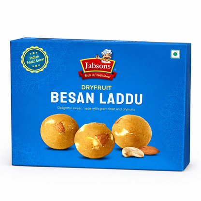Jabsons Dryfruit Besan Laddu 400g – Premium Indian Sweet | Desi Ghee Besan Ladoo with Nuts | Traditional Mithai | Festive & Gift Pack