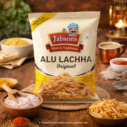 Jabsons Alu Lachha Original – Crispy Potato Sticks with Sendha Namak | Indian Namkeen Snack | Crunchy Tea Time Snack | Lightly Salted Aloo Lachha | Ready to Eat Snack