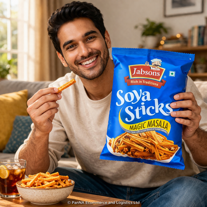 Jabsons Soya Sticks Magic Masala – Spicy Crunchy Soya Snack | High Protein Namkeen | Healthy Tea-Time Snack | Ready-to-Eat Indian Snacks | Crispy Soy Sticks