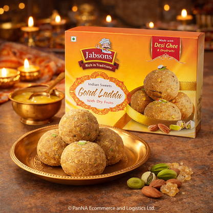 Jabsons Gond Laddu with Dry Fruits | Made with Desi Ghee | Traditional Indian Sweet | Energy Boosting Winter Sweet | Premium Mithai Gift Box | Healthy Ready-to-Eat Sweet