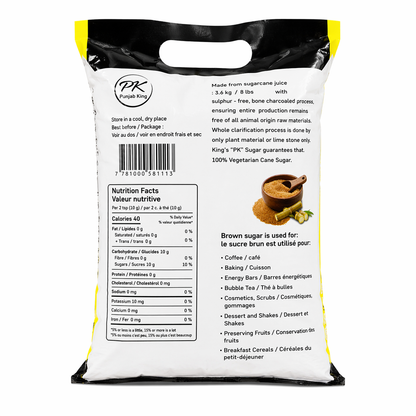 Punjab King Brown Sugar 3.6 kg (8 lbs) – Natural Cane Brown Sugar, Unrefined Granulated Sugar for Baking, Cooking, Tea & Coffee, Rich Molasses Flavor