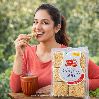 Jabsons Rajgira Chikki Gud – Healthy Amaranth & Jaggery Bites | High Energy Traditional Snack | No Artificial Preservatives | Vacuum Packed Crunchy Sweet | Indian Healthy Snack