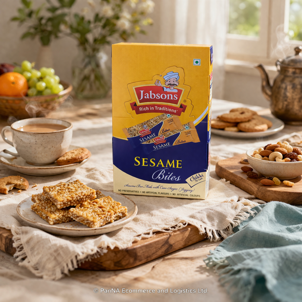 Jabsons Sesame Bites Chikki (Til Gud Bites) – Crunchy Sesame Jaggery Snack | Traditional Indian Sweet | Healthy Winter Snack | No Preservatives