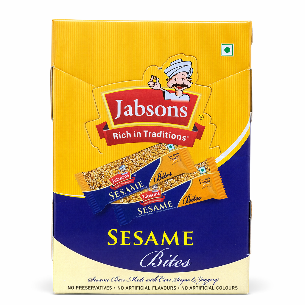 Jabsons Sesame Bites Chikki (Til Gud Bites) – Crunchy Sesame Jaggery Snack | Traditional Indian Sweet | Healthy Winter Snack | No Preservatives