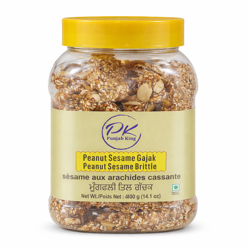 Punjab King Peanut Sesame Gajak 400g Jar – Til Gur Chikki, Peanut Sesame Brittle, Traditional Indian Sweet, Crunchy Winter Snack