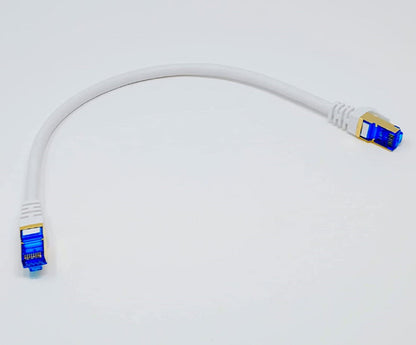 QualGear QG-CAT7R-1FT-WHT CAT 7 S/FTP Ethernet Cable Length 1 feet - 26 AWG, 10 Gbps, Gold Plated Contacts, RJ45, 99.99% OFC Copper, Color White