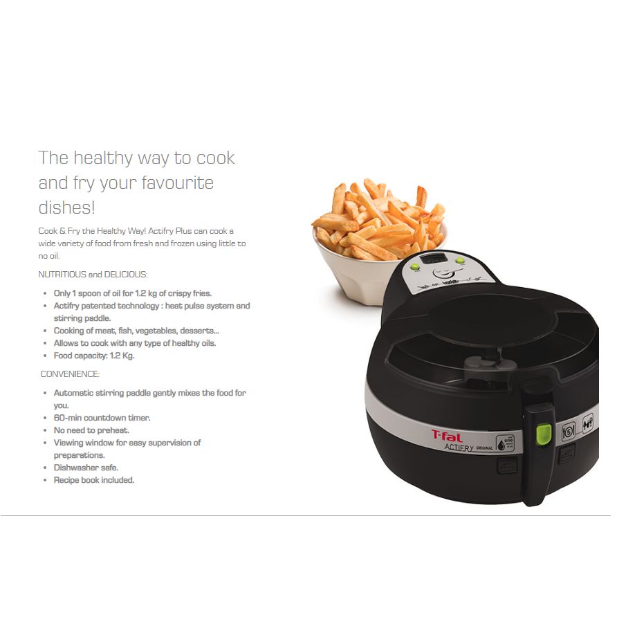 T-FAL GH806250 ACTIFRY PLUS MULTI-COOKER 1.2KG (BLACK)- Blemished Package 1YR W - SaleCanada Inc.