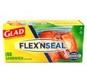 GLAD SANDWITCH BAGS FLEX 'N SEAL 100CT